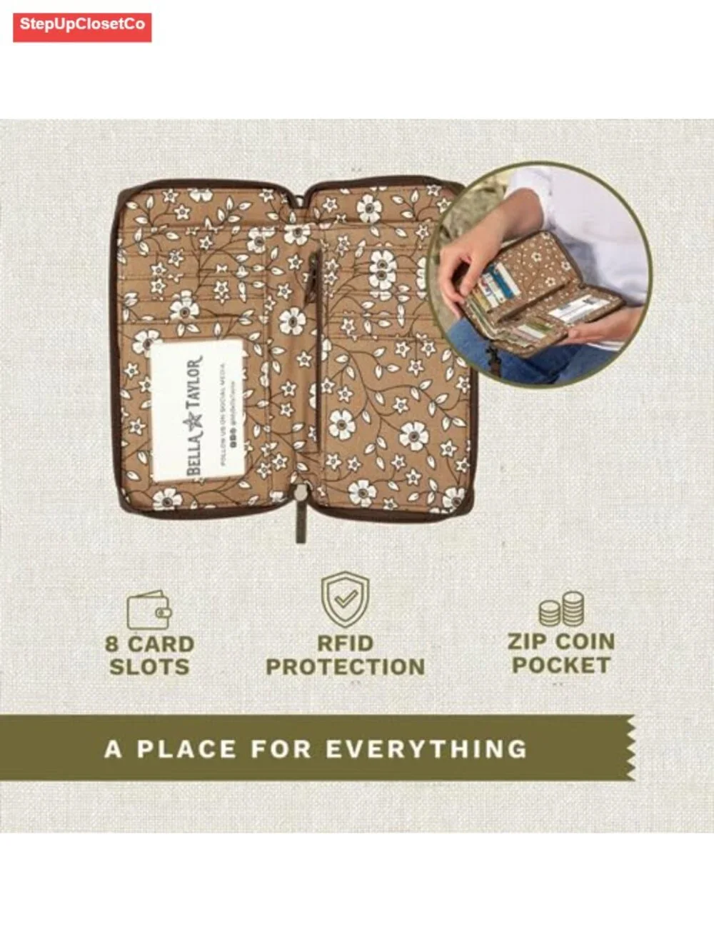 Quilted Microfiber Wristlet Wallet with Phone Pocket RFID Protection